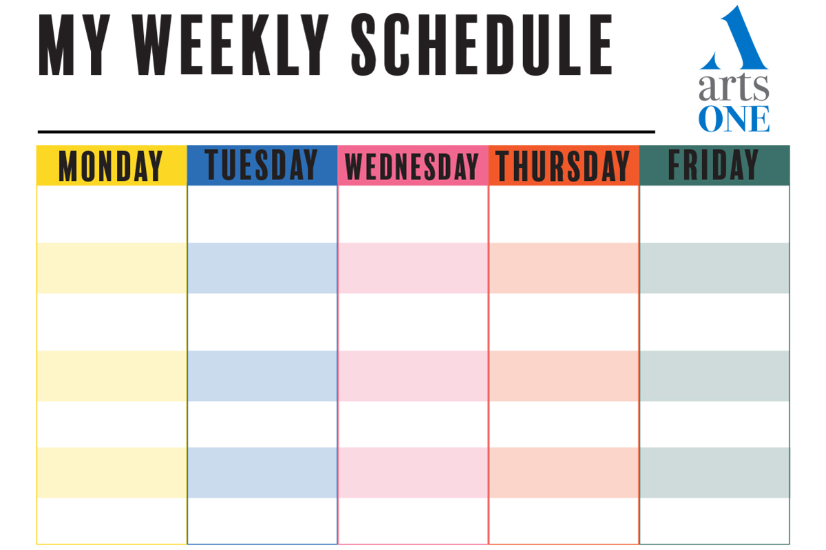 Arts1 Resource: My Weekly Schedule